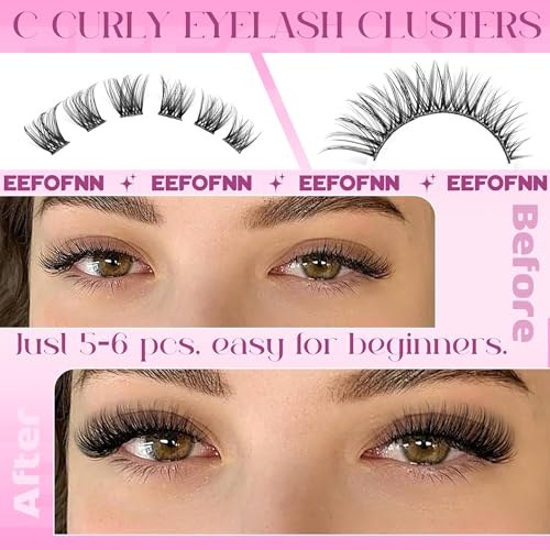 Wispy Lash Clusters C Curl Eyelash Extensions - Natural Cat Eye Look - Variation: C1.Wispy Fox Eye