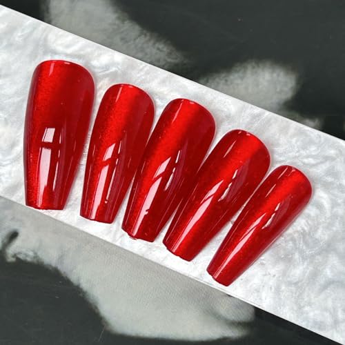 Wine Red Gradient Press On Nails Medium Coffin Fake Nails 24pcs - Variation L006