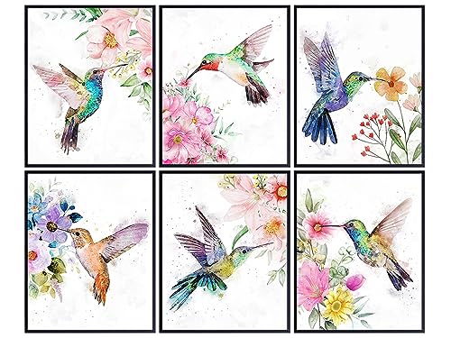 Boho Hummingbirds Wall Art Print - Shabby Chic Farmhouse Decor for Bedroom & Living Room