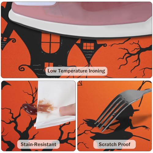 Spooky Spiderweb Halloween Round Fitted Tablecloth 44 Inch Orange & Black Waterproof Cover - Elastic Edge