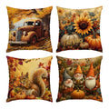 Set of 4 Fall Pumpkin and Sunflower Pillow Covers 22x22 Inches - Autumn Thanksgiving Decor