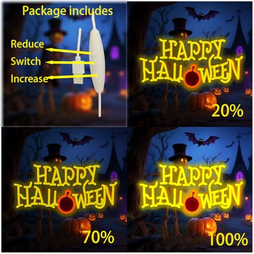Happy Halloween Neon Sign - Halloween / Neon - Ready-to-Hang LED Decor, USB Powered