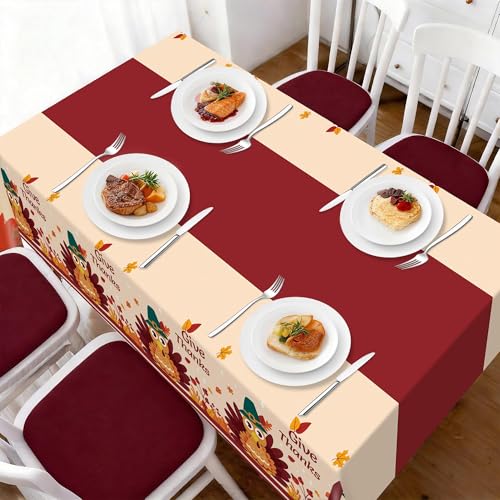 Thanksgiving Disposable Plastic Tablecloths 3 Pack - 54x108 Inches for Rectangular Tables - Fall Holiday Decor