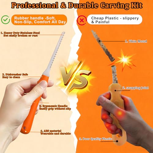 Halloween Pumpkin Carving Kit with Stainless Steel Tools - Family DIY Decoration Set (10 Pieces)