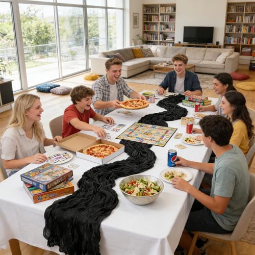 Black Cheesecloth Table Runner 10Ft - 4 Pack 23 x 120 Inches - Elegant Decor