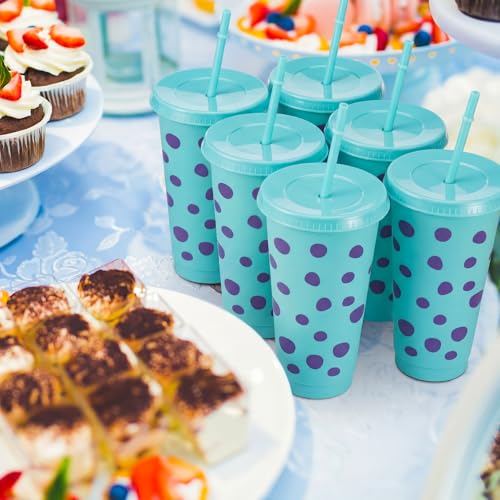 Purple Monster Party Cups with Lids & Straws - 15 Pack, 24oz