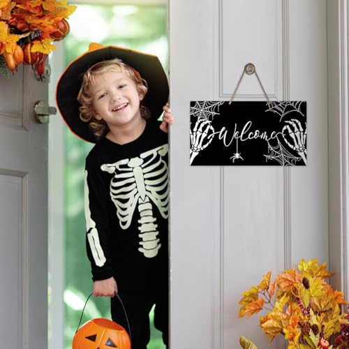 Halloween Skeleton Hands Front Door Sign - Gothic Welcome Decor