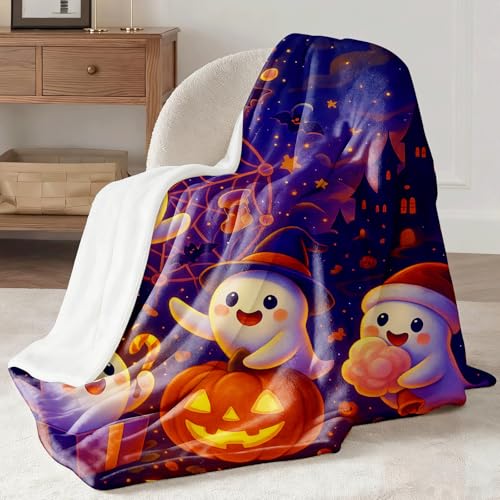 Halloween Throw Blanket 60x50 Inches - Soft Flannel Pumpkin Ghost Decor - Cozy Autumn Home Accessory - Variation of THIS listing