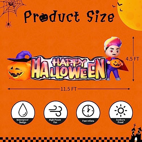 11.5 FT Halloween Inflatable Vampire with Pumpkin & LED Lights for Yard Decor
