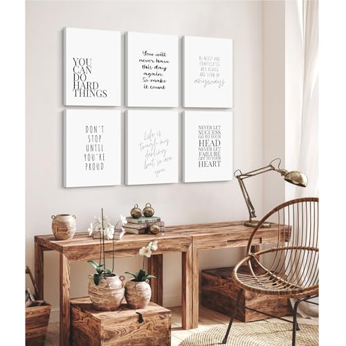 Office Inspirational Wall Art Decor Set of 6 - 12x16 Inch Canvas Prints, Motivational Quotes