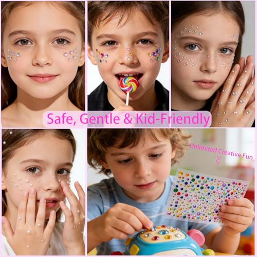 Self-Adhesive Face Gems Set - 4 Sheets for Makeup, Face & Body - Variation 4
