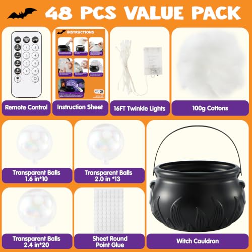 DIY Halloween Cauldron Decoration Kit with LED Lights and Bubbling Effect