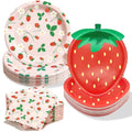 Red Strawberry Paper Plates Set - 150 Pieces for 50 Guests, Party Supplies