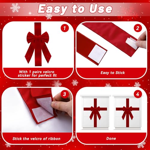 8 Pcs Christmas Cabinet Ribbons Bows Velvet Decor - Holiday Party Supplies