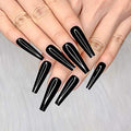 Artquee 24pcs Black Ballerina Long Coffin Glossy Fake Nails - Variation CB-B