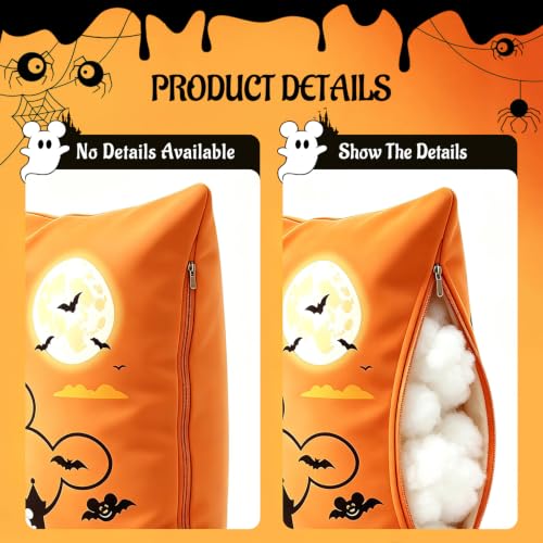 4Pcs Halloween Pillow Covers 18x18 Inch Cute Home Decor Set - Ghost Pumpkin