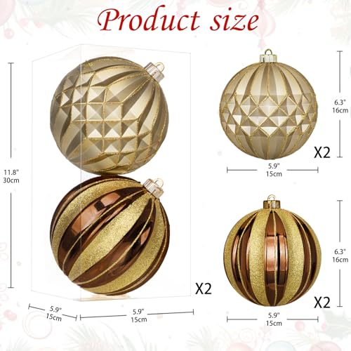 Briful Copper Extra Large Christmas Ornaments Set - 6 Inch Holiday Tree Decor, 2PCS