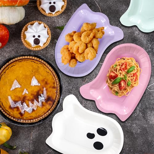 Halloween Ghost Party Supplies Paper Plates and Napkins Set - Serve 60 Guests