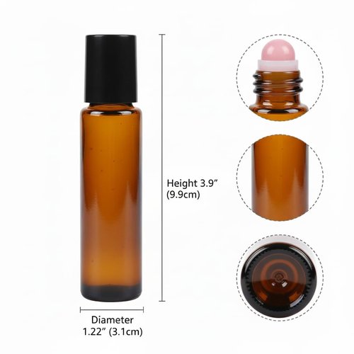 Cchenxxi 30ml Amber Glass Roll On Bottle with Natural Jade Roller Ball - Refillable, Leak-Proof Essential Oil Bottle for DIY Perfume, Aromatherapy, Skincare & Travel(Pink, 30, Milliliters)