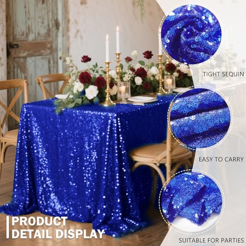 Royal Blue Sequin Tablecloth 60x102 Inch Glitter Drape for Weddings & Events - Variation of THIS listing