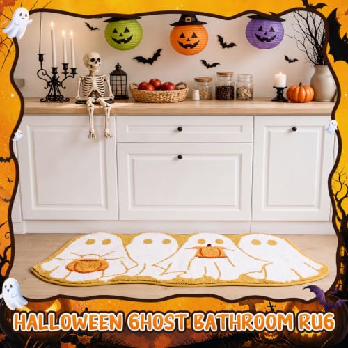 Halloween Ghost Bathroom Rug - 39.4 x 19.7 Inch Absorbent Non Slip Bath Mat - Cute Fall Decor