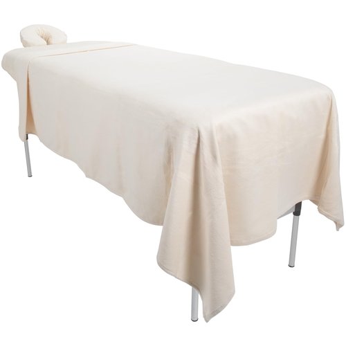 ForPro Luxury TerrySoft 3-Piece Massage Sheet Set, Natural, Ultra-Soft, Stain and Wrinkle-Resistant, Includes Flat and Fitted Sheets and Face Rest Cover
