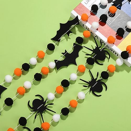 Halloween Banner Garland with Spider and Bat Decorations - 9.84 Ft, 2 Pieces