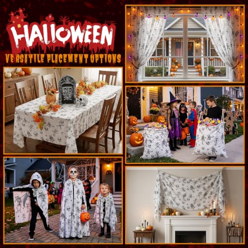 Skeleton Tablecloth Halloween Decorations - 85x108in Skull Cover - Variation of Skeleton Listing