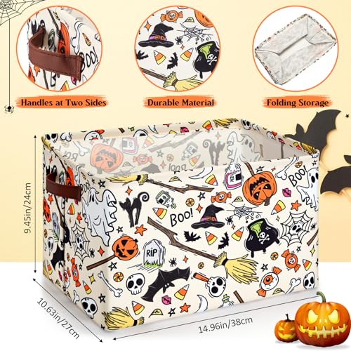 Halloween Ghost Basket with Handles Large Boo Basket - Pumpkin Variation