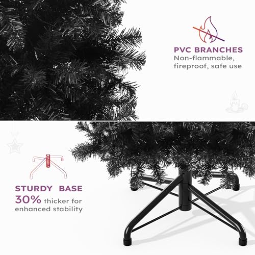 Black Prelit Christmas Tree 7.5 FT with Remote Control - Faux Holiday Tree