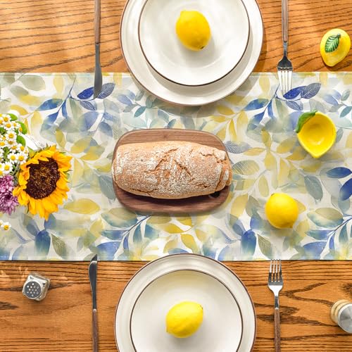Summer Watercolor Table Runner 13x72 Inch Blue - Seasonal Kitchen Decor