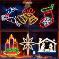 16-Inch Christmas Window Silhouette Lights Decorations - Reindeer & Bell & Nativity & Candle & Stocking & Bethlehem Star