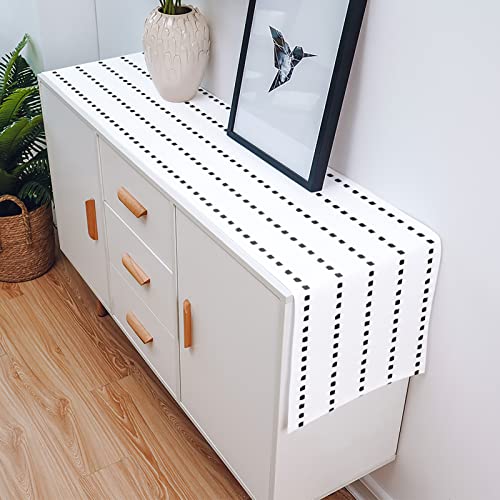 QueenKer Boho Black White Geometric Table Runner 13x36 Inch - Indoor Outdoor Decor