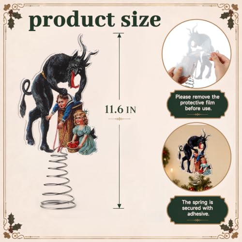 Krampus Christmas Tree Topper - Gothic Acrylic Holiday Ornament, 11 Inch