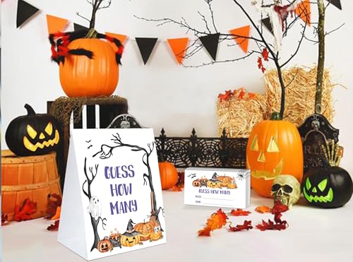 Halloween How Many Game Set - 1 Double-Sided Sign & 50 Cards - Halloween Party Games & Decorations - Variation of THIS listing