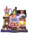 Christmas Village Lighted Decoration Animated Display Musical Popcorn Factory Whimsical