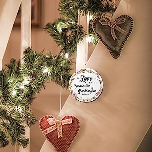 Christmas Ornament 2026 - Keepsake Ceramic Gift for Granddaughter - Love Forever Design - 3 Inch
