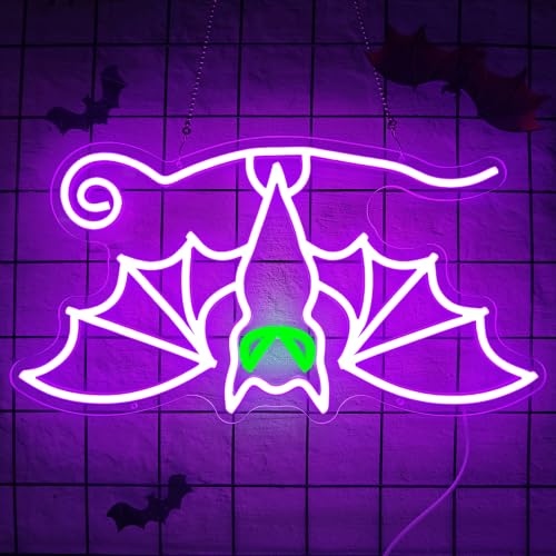 Halloween Bat Neon Sign Hanging Bat LED Neon Light - Gothic Window Decor - D-HangingBat