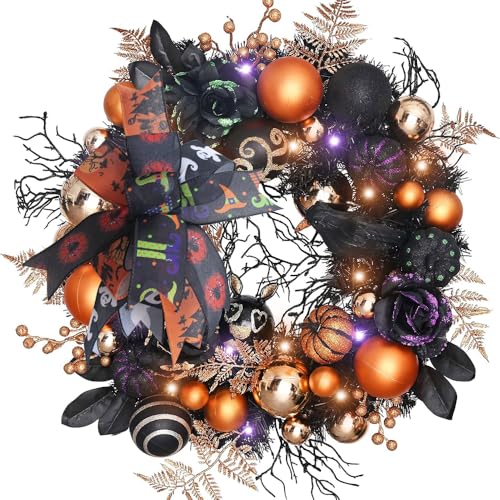 Halloween Ribbon Bow for Wreaths and Decorations - 14x11 Inch