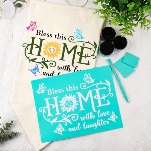 Home Silkscreen Stencil Set 8.5x11inch Reusable Self-Adhesive for Decor & Printing