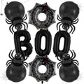 Halloween Foil Balloons Set - Black Boo, Spider, Web Decorations for Party