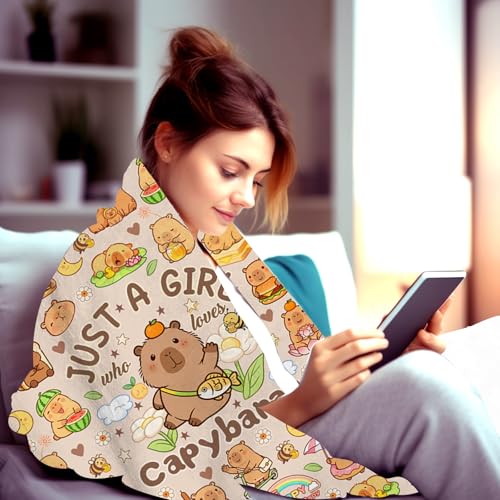 Capybara Plush Throw Blanket for Kids 50x40 Inches - Cozy Gift for Animal Lovers