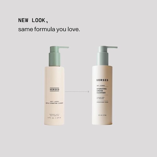 Versed Gentle Hydrating Facial Cleanser - Fragrance-Free Cream Cleanser with Hyaluronic Acid & Aloe - 6 fl oz / 177 mL