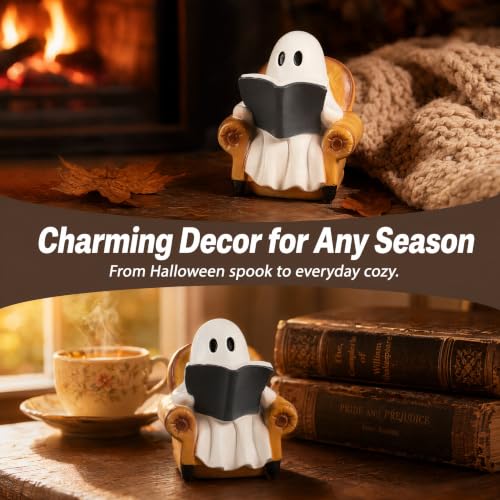 Ghost Reading Book Figurine Halloween Decor - Cute Ghost Indoor Ornament