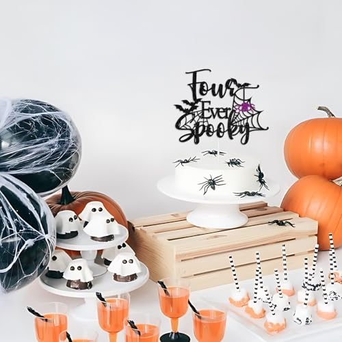 Halloween Spooky Cake Topper for 4th Birthday Party - Bat Ghost Design