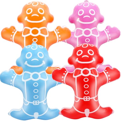 Inflatable Gingerbread Man Balloons Party Decorations - 4 Pack for Christmas Halloween Birthday