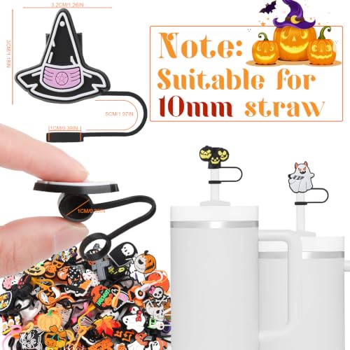 10mm Halloween Straw Cover Caps - 50 Pack for Stanley Cups