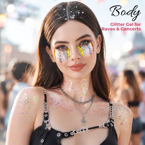 3 Colors Body Glitter Face Glitter Gel Set - Long-Lasting Shimmer, 240g