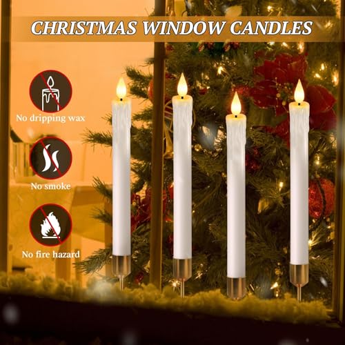 Off‑White Flameless Candles with Remote Timer Battery Operated Window Candles