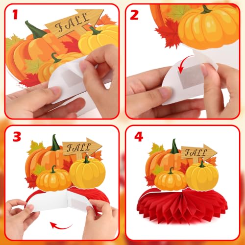 Fall Honeycomb Centerpieces 12pcs for Thanksgiving Party Table Décor - Variation of Fall